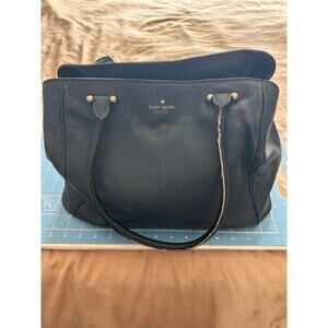 Kate Spade Cobble Hill Leslie Large Leather Purse Tote Navy Blue Gold Hardware